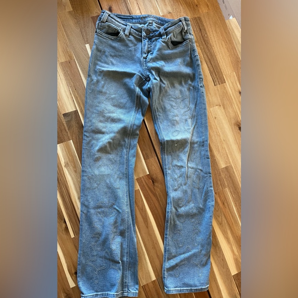 Rock N’ Roll Denim Midrise Bootcut Jeans with Western Design